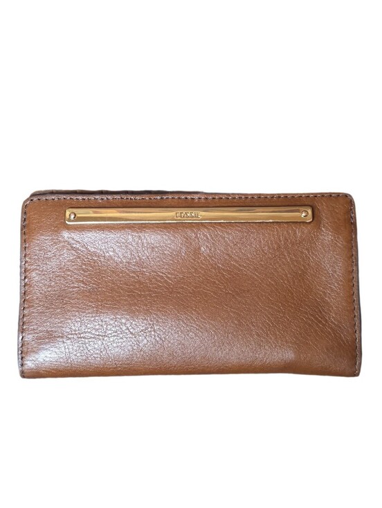 Fossil Handbags - Fossil Liza Brown Leather Wallet Gold Hardware Bar Slim Bifold Clutch